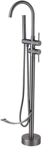 SdaryWare Robinetterie de Baignoire sur Pied Gris, Rotation à 360°, raccordement Mural, Eau Chaude et Froide. Mitigeur de Baignoire sur Pied, Gris.(Grey)