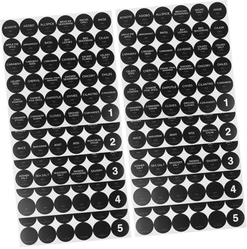 DOITOOL 10 Hojas Etiquetas Autoadhesivas Frascos de Especias de Stickers Preimpresos Clasificación Organización y Distinción de Condimentos