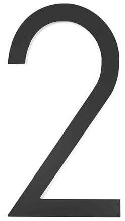 Numeri civici da 12 pollici, numero di porta in acciaio inossidabile moderno, segno indirizzo con viti, 30 cm, nero, per decorazione di appartamenti, pareti, giardino, ufficio, hotel(2)