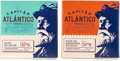 Paté Picante de Sardina & Paté de Atún – Dúo de Patés de Pescado al Estilo Portugués – Pack de 2 x 75 g – Sabrosos patés en conserva para pan, galletas saladas, aperitivos y tapas.