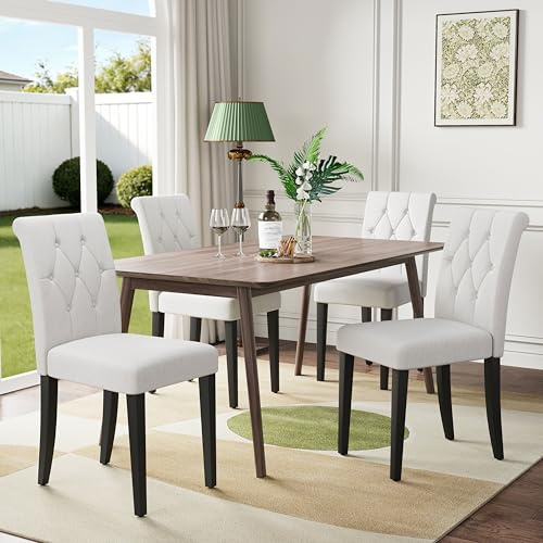Welzona Esszimmerstühle 4er Set, Esszimmerstühle für Küche und Esszimmer, Küchenstuhl Modern, Stühle für Esszimmer Küche Wohnzimmer Schlafzimmer, Weiß