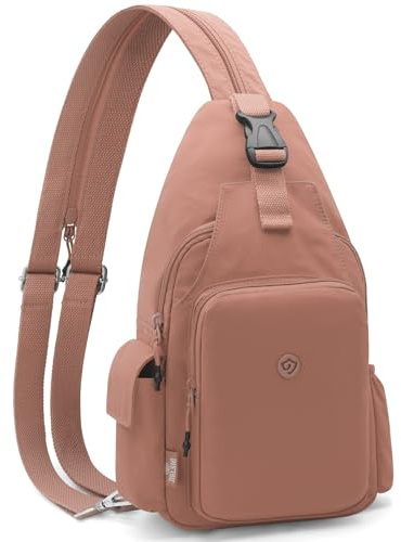 GOUNNU Ryggsäck med en axel vattentät liten slingväska dam herr bröstväska stöldskydd crossbody-väska lättviktig multificka axelväska för resor, cykling, sport, Mörkrosa, S