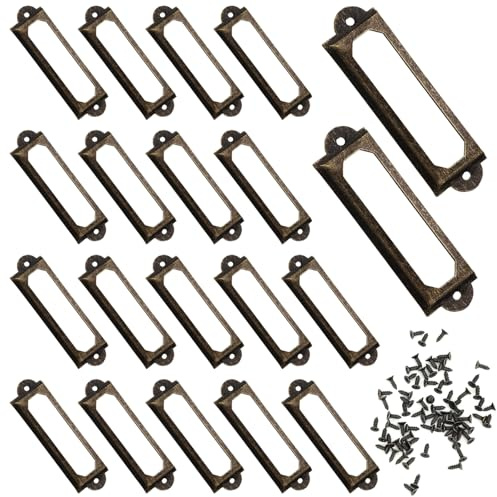 VBSYUYQ 20 Pack Antique Bronze Label Holders with Screws for Drawer Cabinet