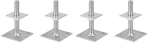 Alberts 4er Set Pfostenträger | zum Aufschrauben | galvanisch verzinkt, dickschichtpassiviert | höhenverstellbar 30-150 mm | 70 x 70 mm