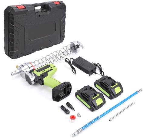 WODHMIEY Presse à graisse électrique sans fil 24 V 10 000 PSI - Haute pression - 0,6 l - En acier inoxydable - 2 batteries de 2,0 Ah - Débit de 120 g par minute - Pour tracteurs, engins de
