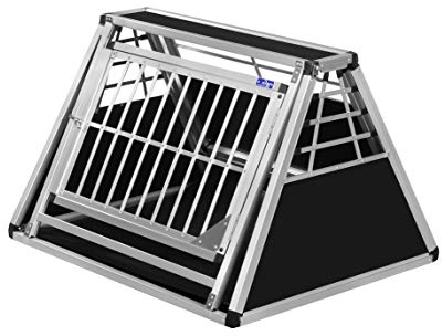 ALPUNA Transportbox N59 – Aluminium Hundebox 82×98×65 cm – Auto Hundebox mit Notausstieg, sicherer Hundetransport im Kofferraum mit Stoßstangenschutz