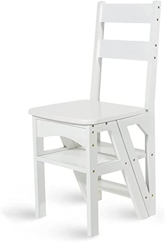 Silla y taburete plegable ligero 2 en 1 para biblioteca, escalera multifuncional portátil de 4 escalones para uso doméstico y de oficina, elegante diseño blanco