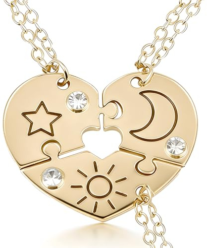 3 collane dell'amicizia per 3 ragazze, migliori amici, collane per 3, Best Friends, oro, gioielli alla moda, regalo per donne e donne, laurea, compleanno, Natale