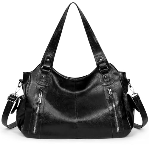APXEL Handtasche Damen, PU Leder Groß Shopper Tasche Damen Tote Bag Schultergurte Vintage Umhängetasche Henkeltasche Hobo Tasche Schultertasche für Alltag Arbeit Reisen Shopping