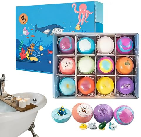 da Bagno Effervescenti 12 Pezzi Detergente Corpo Rinfrescante | Set Spa con Giocattoli Per Bambini, Ragazzi, Ragazze, Spa, Casa, Vasca, Hotel, Viaggio