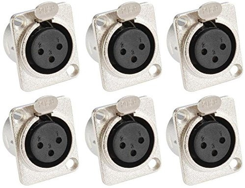 Adam Hall Connectors 7837-6er Set XLR-Einbaubuchse female 3-pol D-Typ silber Einbaukupplung