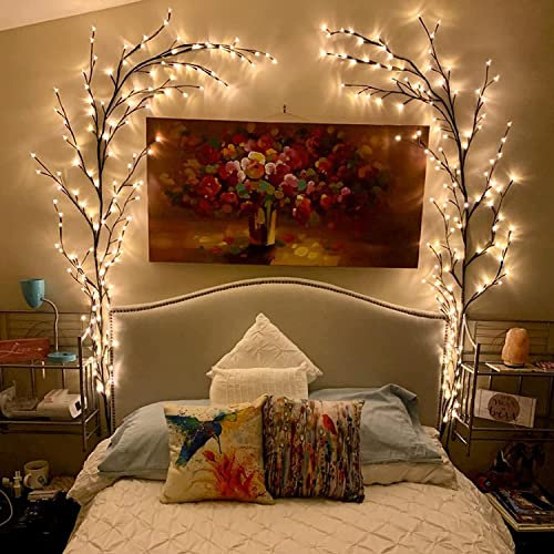 Lichterkette Willow Vine Deko Wohnzimmer: Weidenrebe Baum Lichter 144 LED Biegbare Künstliche Baumzweige Lichter Warm White - Baum Lampe Dekobaum für Schlafzimmer Wohnzimmer Arbeitszimmer Esszimmer
