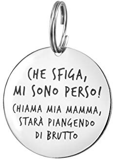 ZUKY Medaglietta per Cane Che sfiga Mi Sono Perso! in Acciaio (Mamma)