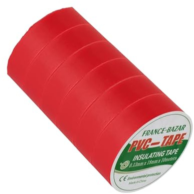 Elektrisches Isolierband | Rolle Wärmedämmung PVC für Reparatur von Auto, Fahrrad, Heimwerker, Elektriker, Chaterton, hohe Qualität | 10 m x 18 mm, Farbe Rot | 6 Rollen