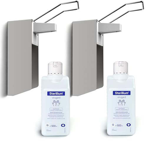 Horn Medical Desinfektionsspender / Seifenspender / Langarm-Wandspender aus Aluminium Starterset mit Sterillium Virugard Händedesinfektionsmittel (2)