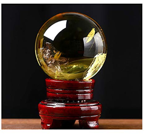 caihuashopping Fotokugel Natürliches Gebrochen Gelb Kristallkugel Büro Auspicious Kugel Feng Shui-Ball Stone Carving-Verzierung Glaskugel Fotografie (Size : 5cm)