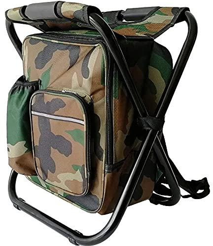 GQYYS Rucksack-Angelhocker,Klappbarer Campingstuhl,Rucksackstuhl Campingstuhl-Rucksack,Camouflage Portable Wandern Sitz Tisch Tasche-Tarnung Super