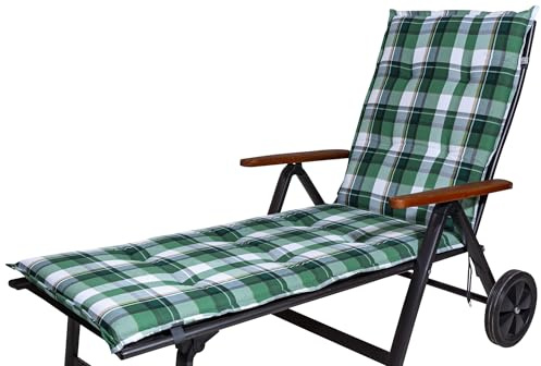 KETTtex 2397 Auflage Rollliege Milano grün-weiß kariert 190x60x6 cm (ohne Liege)