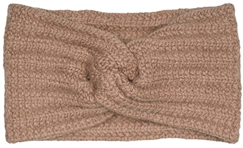 styleBREAKER Damen Strick Stirnband Rippmuster Knoten, Braun | Wolle-Anteil, 21 cm Bundweite (elastisch für 44-58 cm Kopfumfang), 11 cm breit, schützender Ohrenwärmer.