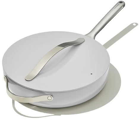Caraway Nonstick Ceramic Sauté Pan with Lid (4.5 qt, 11.8) - Non Toxic, PTFE & PFOA Free - Oven Safe & Compatible with All Stovetops (Gas, Electric & Induction) - Gray
