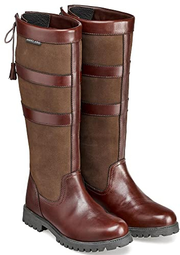 Harry Hall Denton Long Country Boot - Water Resistant, Easy Slip-On, Leather Care - Ideal for Yard Work & Dog Walking- Size 4