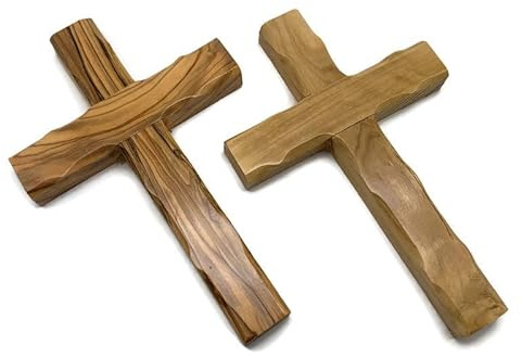 Olive Wood Wall Cross from Bethlehem, Wall Hanging Wooden Crosses, Christening Confirmation Cross Gift, Baptism Gifts, Holy Wall Cross, Hand Made religious décor Cross Holy Land (Large 8 x 5)