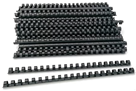Alevar Dorsi in Plastica a Spirale per Rilegatura, 21 Anelli Diametro 12 mm, Formato A4, Capacità da 56 a 80 Fogli, Colore Nero, Confezione da 100 Pezzi