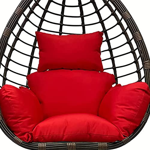 ZTGL Hängesessel Kissen Outdoor, Schaukel Hängesessel Sitzkissen Wasserdicht, Hängen Ei Hängematten Stuhl Pads Verdicken Nest Hängesessel Zurück, Pflegeleicht,Rot