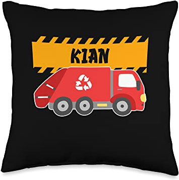 Waste Collector Dump Trash Recycling Lover Kian Trash Kids Collector Ecologist Garbage Truck Throw Pillow, 16x16, Multicolor