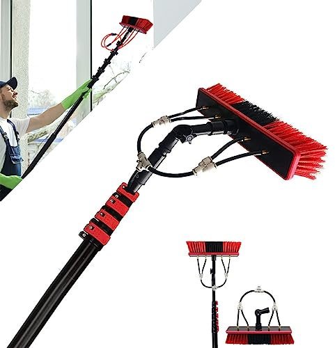 Witriolik 30FT/9m Teleskopstange fensterreinigung Universal Waschbürste, Fensterreiniger für Sonnenkollektoren, Fensterputzer längenverstellbar-18FT- für Außenwände, Autos & Fenster
