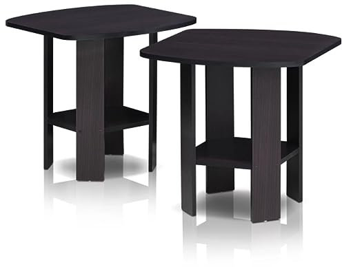 RIJPEX Table de Bout/d'appoint, chêne français Gris, Ensemble de 2, Meubles de Salon de Table Basse-Noyer foncé