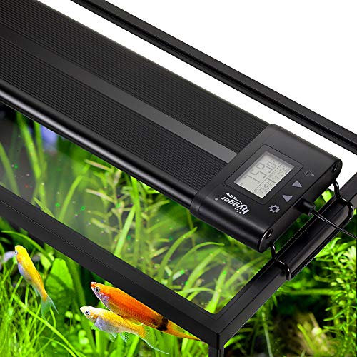 hygger 72 W akvarium LED-belysning, komplett spektrum, med LCD-inställning, Sunrise Sunset Moon och DIY, justerbar timer, 7 färger, för 122–139 cm akvarium
