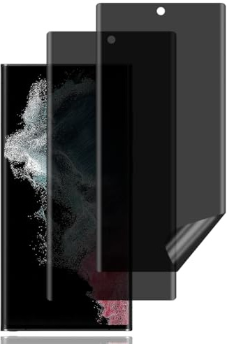 BCHKLAI Sichtschutz Schutzfolie für Samsung Galaxy S22 Ultra 5G [2 Stück] | Fingerabdruck-ID-Kompatibel, Kratzfest, Blasenfrei, Anti-Spy Flexibler TPU Privacy Schutzfolie für Samsung Galaxy S22 Ultra