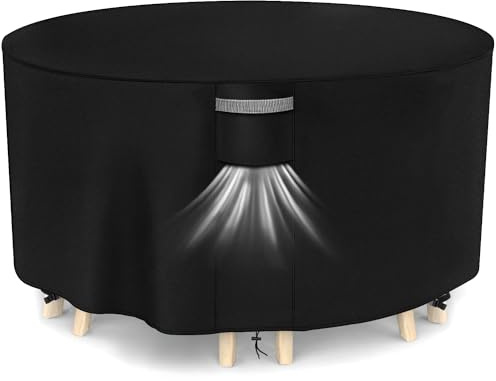 Dokon Housse Table de Jardin Ronde, Bâche de Protection Salon Exterieur