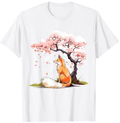 Renard Japonais Cerisier Fleur Fleur Kawaii Art Japonais T-Shirt