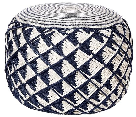 Beliani Indoor Pouf sandbeige Jute Füllung EPS rund ⌀ 46 cm Boho Dalama