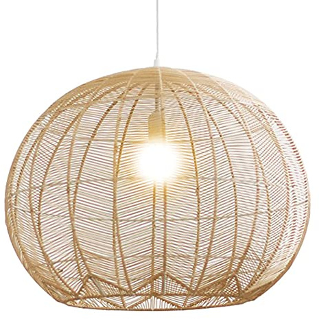 CSSYKV Lampada A Sospensione in Rattan Naturale per Isola Cucina, Lanterna per Lampada Intrecciata con Paralumi in Rattan di Vimini Lampadario A Soffitto Decorativo Lampada Vintage Intrecciata