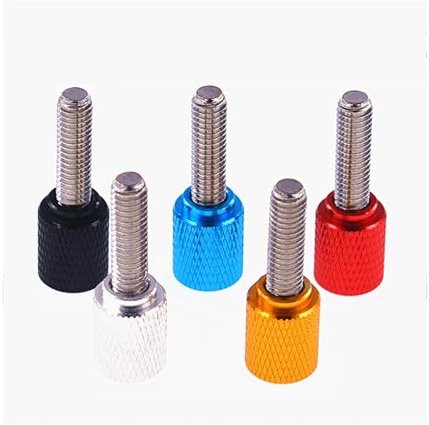 NHEISSCF Flügelschrauben, 2 Stücke Bunte Daumenschraube M6 Aluminiumlegierung + Flachkopf Rändelschraube Handgriff Knopf Schrittmaschinenschrauben