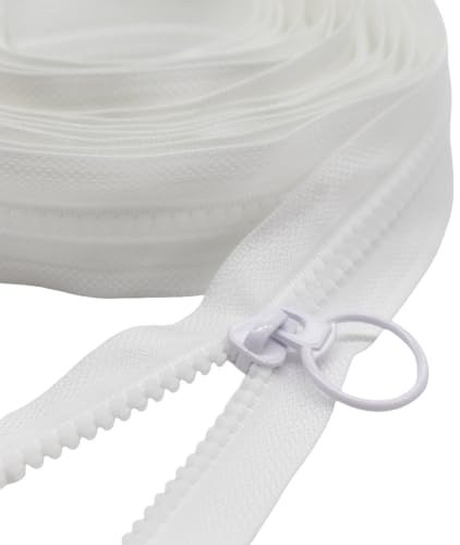 YaHoGa 4 m #5 Reißverschluss endlos Kunststoff Weiß | Endlosreißverschluss Meterware und 10 Nonlock-Zipper für Tasche Mäppchen