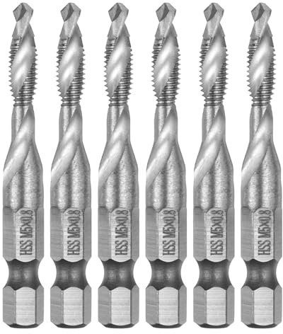 QUARKZMAN 5 Stück Kombinationsbohr Gewindebohrer metrisch M5 x 0,8 Gewinde | 4341 Hochgeschwindigkeitsstahl, 1/4 Sechskantschaft, Gewindeschneidbohrer Maschinenbohr Gewindewerkzeug-Set