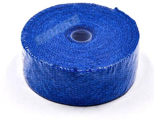 OZLCUA Hitzeschutzband Auspuff Fiberglas-Hitzeschild Motorrad-Auspuffkrümmer Hitzeband Wärmeschutz Auspuffrohr Auspuff-Verpackung(Blue)