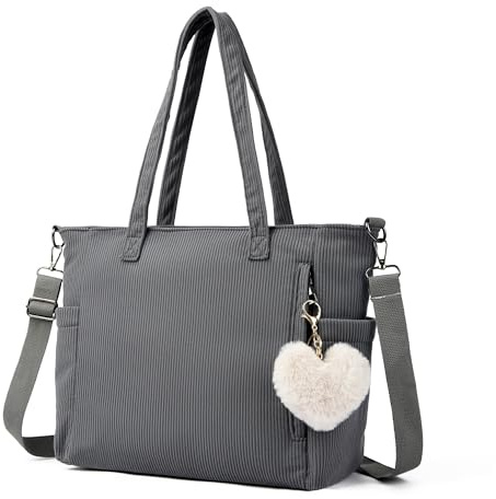Makukke Cord Tote Bag Tasche Damen Umhängetasche Groß Shopper Handtasche Schultertaschen für Arbeit Büro Reisen Einkaufen Schule