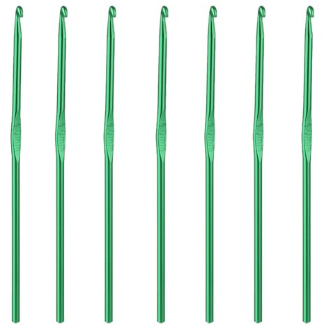 Set di uncinetti, 7 uncinetti verdi per principianti o professionisti, uncinetto da 4 mm, design ergonomico, per maglieria di cappelli, sciarpe, borse e lavori a mano