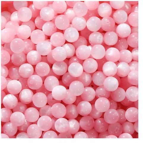 Wisafory 20 Stück Perlen zum Auffädeln Runde Perlen mit Loch Nachahmung Stein Perlen Runde lose Edelstein Perle für DIY Handwerk Armband Halsketten Ohrringe Schmuckherstellung Rosa 8mm