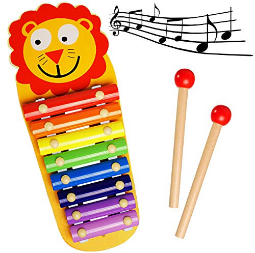 alles-meine.de GmbH Xylophon - Holz - lustiger Löwe - Kinderinstrument - Spielzeug Instrument - Tonleiter/Kinder Baby - Musikinstrument - Musik Klangspiel - großes Schlaginstru..