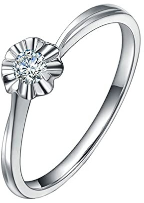 Tolldek Echt Gold Schmuck Verlobungsring Platin, 0.12ct Labor Erstellt Diamant Ringe Gold Herren Blumen Design Platinum PT950, Echtes Gold Kollektion, Gr.63 (20.1)