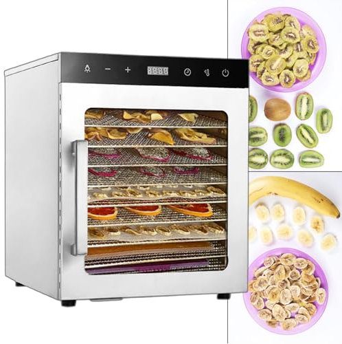 Essiccatore Per Alimenti Per Carne Secca, Frutta, Carne, Manzo, Erbe Aromatiche, Essiccatore In Acciaio Inox Completo Da 8/10 Vassoi,10Tray-220V