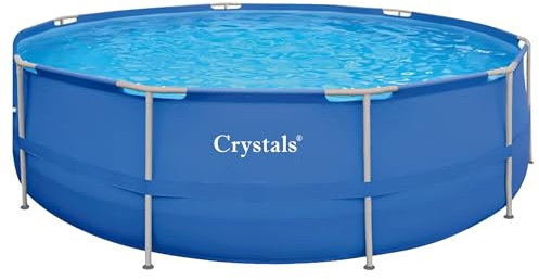 Crystal 10Ft Rectangle Steel Frame Swimming Pool | Durable Above Ground Pool for Gardens | Outdoor Swimming Pool with Sturdy Frame | Family Paddling Pool | Easy Set Up Outdoor Pool for Summer