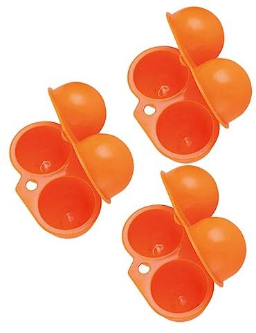 Huevera Portátil para Picnic y Camping, Caja de Huevos Pp, 3 Piezas | Contenedor de Forma de Huevo, Cierre Firme y Ahorro de Espacio, Color Naranja, Delicado Color Aleatorio