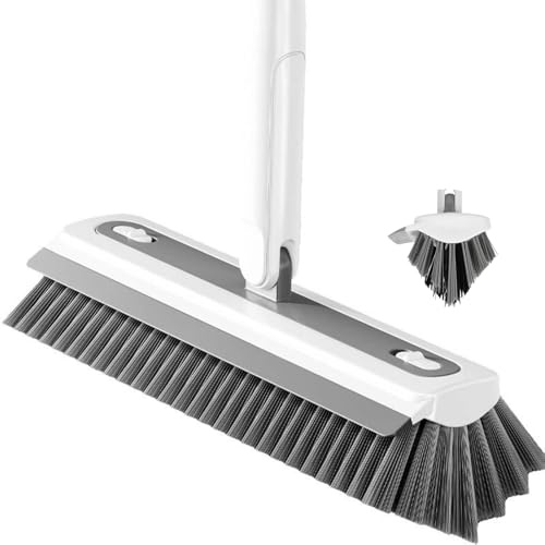 Sgizoku Brosse à récurer coudée 3 en 1 120 cm réglable brosse de nettoyage de sol 30 cm pour terrasse, carrelage, garage, béton, tapis, douche et salle